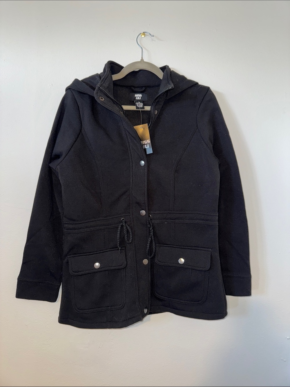 Miss Lili Black Hooded Drawstring Utility Jacket